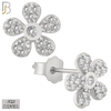 925-ES261 - .925 Sterling Silver 5 Petal Flower Multi Zircon Design Earrings Stud image 1