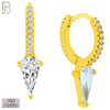 925-ES412 - 925 Sterling Silver Triangle Shaped Zircon Huggies Earrings image 1