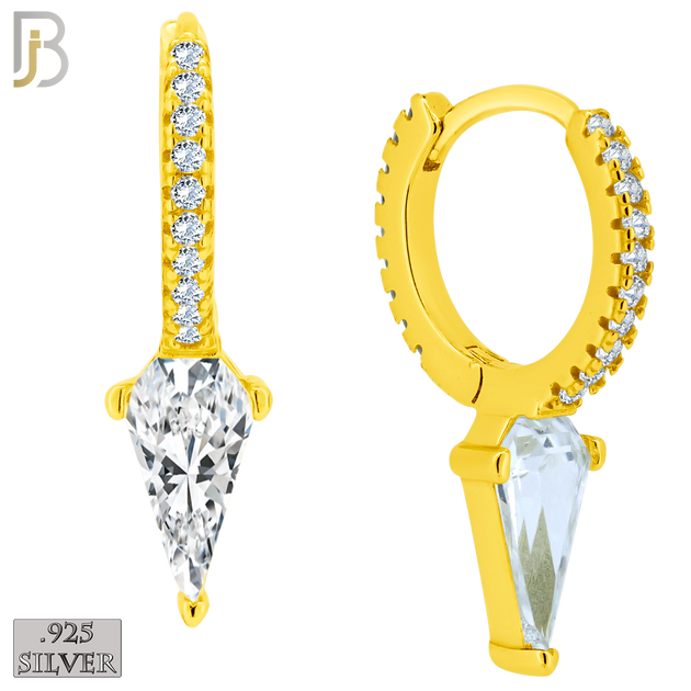 925-ES412 - 925 Sterling Silver Triangle Shaped Zircon Huggies Earrings image 1
