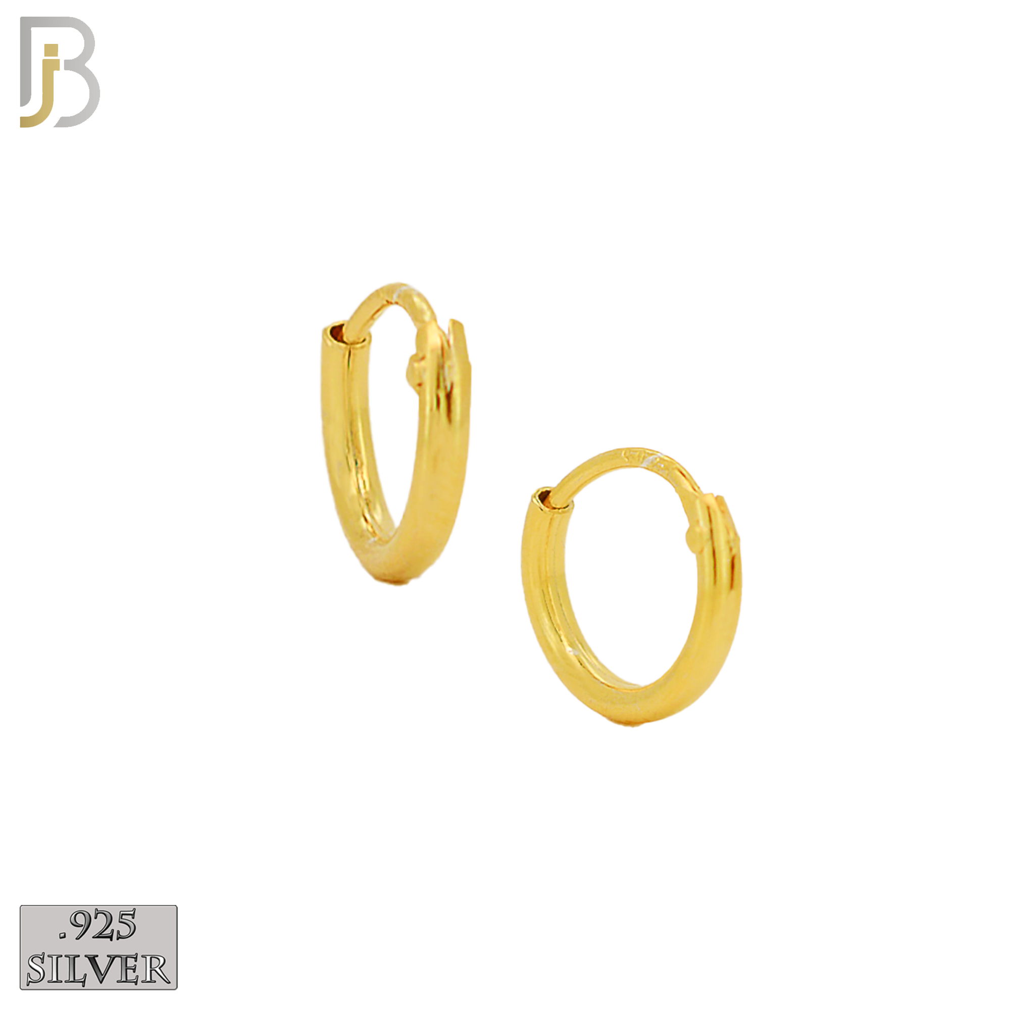 925-ES310G - .925 Sterling Silver in Gold Plating Plain Hoop Earrings image 1