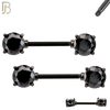 NP02K - 316L Surgical Steel Black Plated Screw Prong Round Zircon Nipple Ring Piercing image 2