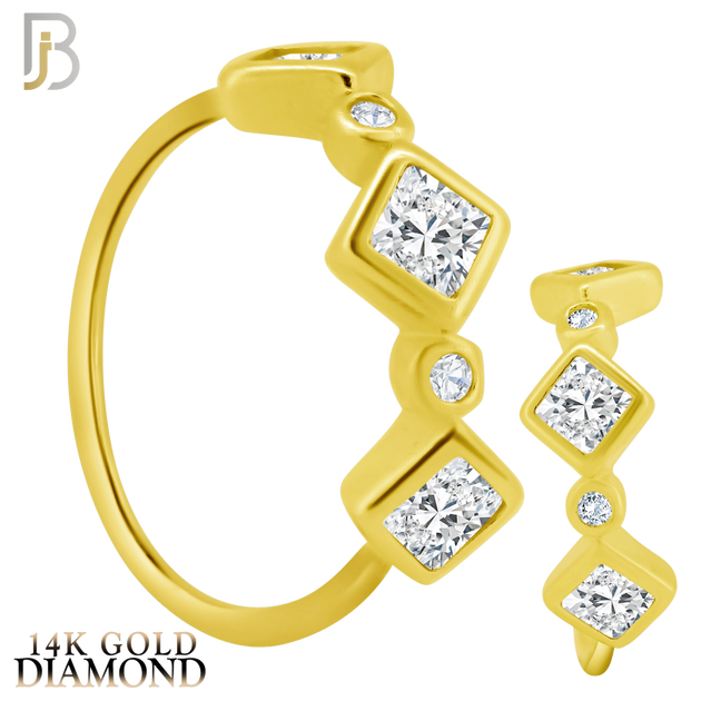 14-CT104D - 14k Yellow Gold with Alternating Square and Round GH / SI1 Natural Diamonds in Bezel Twist to Open Hoops image 0
