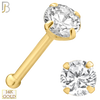 14-NR01CY-20 - 20g Thickness 14k Solid Yellow Gold Prong Setting Round Cubic Zircona Nose Bone image 3