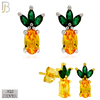 925-ES444 - 925 Sterling Silver Pineapple Stud Earring with Multi Colored Zircon - Push Back image 0