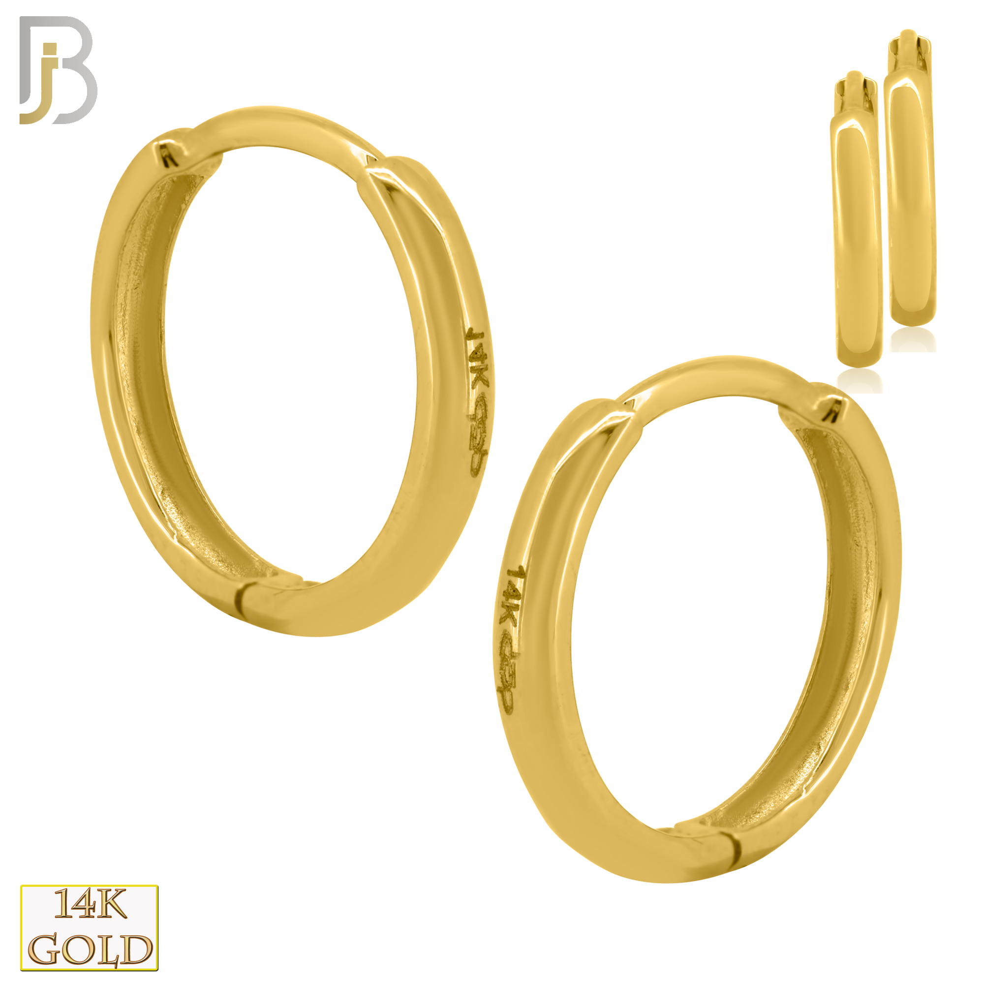 14-ES63Y - 14k Solid Gold Flat Thick Hoops Earrings - 8mm image