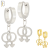 ES49 - 316L Stainless Steel Dangling LGBT Gay Symbol Design Huggies Clip On image 0