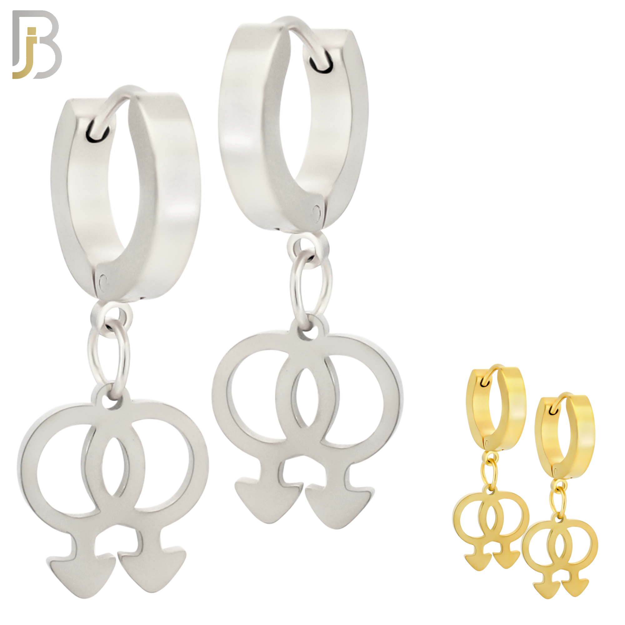 ES49 - 316L Stainless Steel Dangling LGBT Gay Symbol Design Huggies Clip On image 0