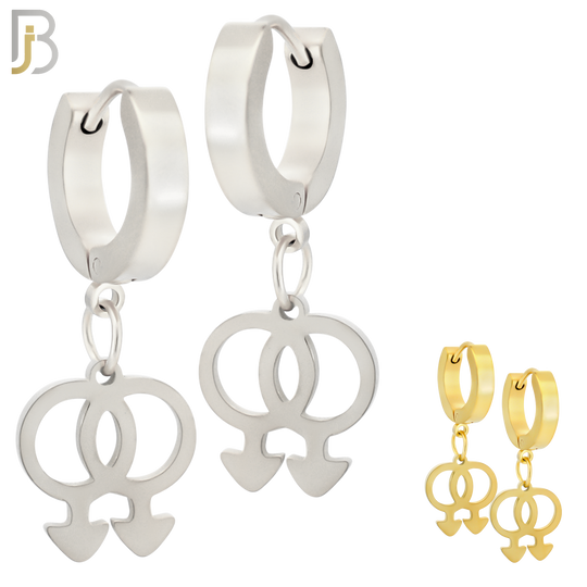 ES49 - 316L Stainless Steel Dangling LGBT Gay Symbol Design Huggies Clip On image 0
