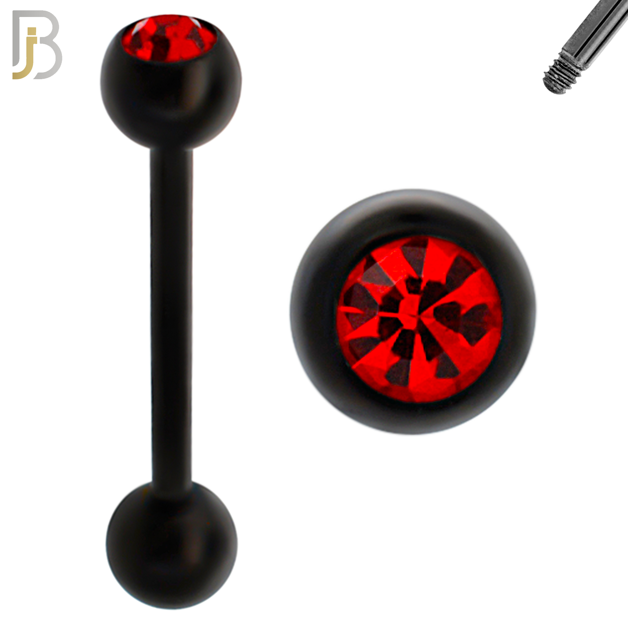 BB05K - 316L Surgical Steel Black Plated Screw Barbell with 5mm Bezel Ball External Threaded (PACK OF 6) image 2