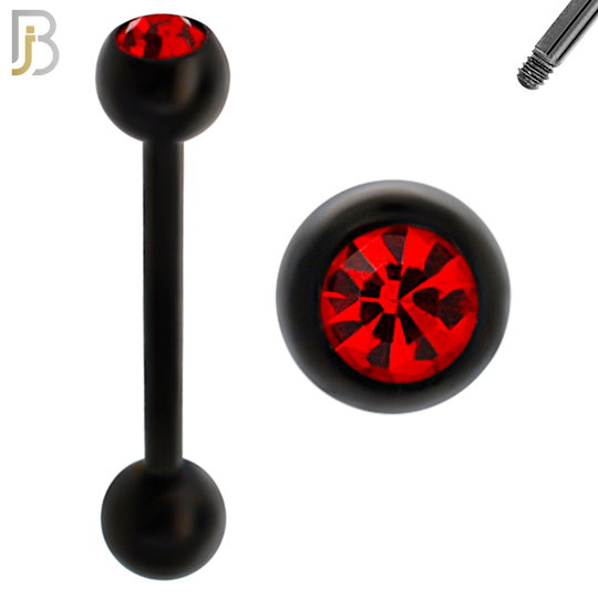 BB05K - 316L Surgical Steel Black Plated Screw Barbell with 5mm Bezel Ball External Threaded (PACK OF 6) image 2