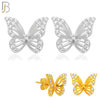 925-ES142 - .925 Sterling Silver Hollow Butterfly Design with Zircon Design Earring Stud image 0