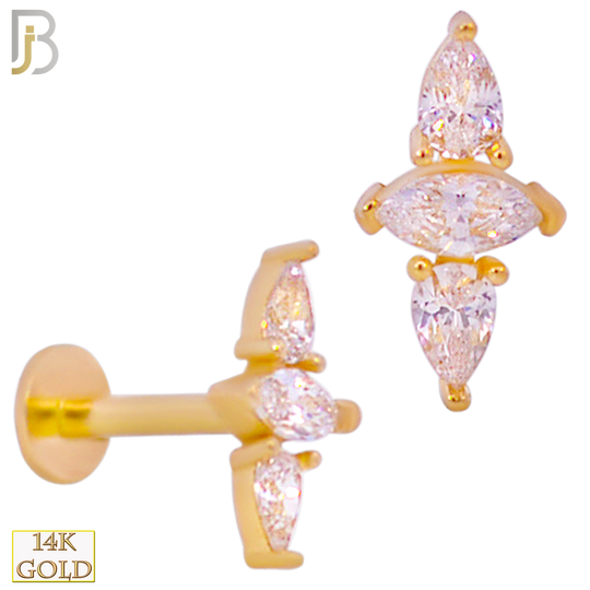 14-LB55 - 14k Yellow Gold Pear and Marquise CZ Labret image 0