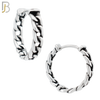 ES130 - Stainless Steel Vintage Tribal Chain Huggies Hoops Earrings image 4