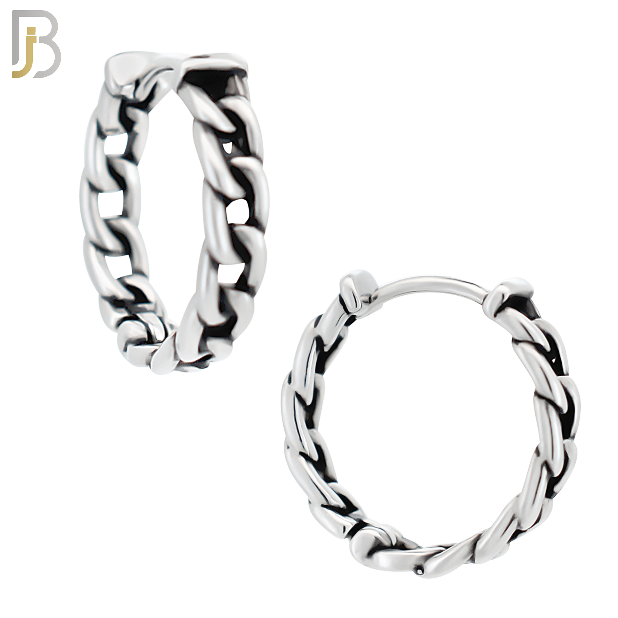 ES130 - Stainless Steel Vintage Tribal Chain Huggies Hoops Earrings image 4