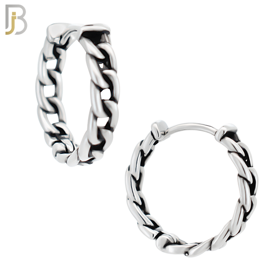 ES130 - Stainless Steel Vintage Tribal Chain Huggies Hoops Earrings image 4