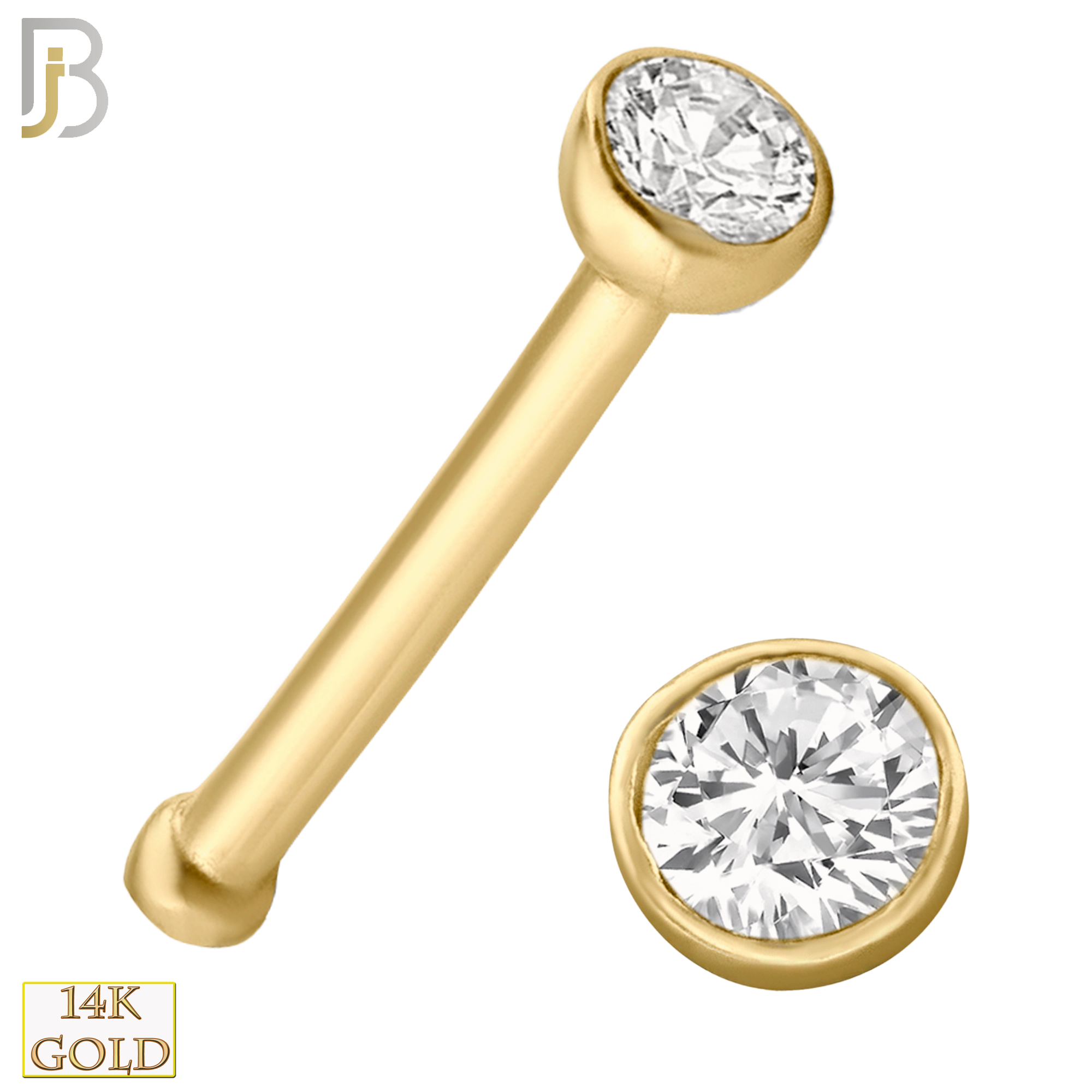 14-NR04 - 14k Yellow Gold Nose Bone Prong Set Round CZ image 0