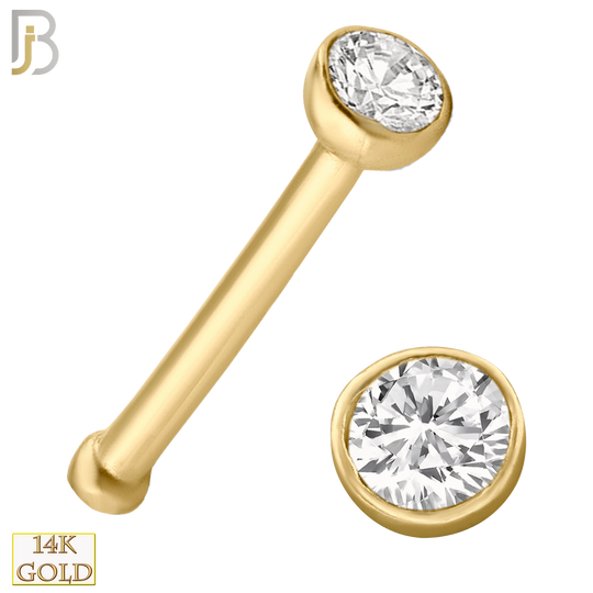 14-NR04 - 14k Yellow Gold Nose Bone Prong Set Round CZ image 0