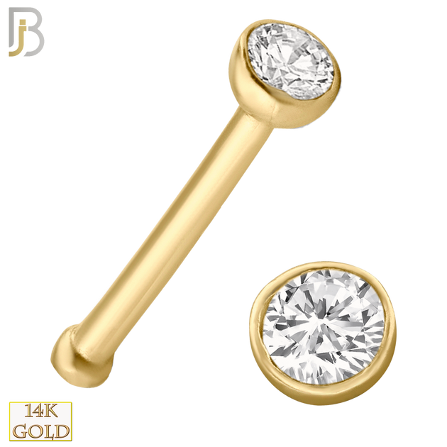 14-NR04 - 14k Yellow Gold Nose Bone Prong Set Round CZ image 0