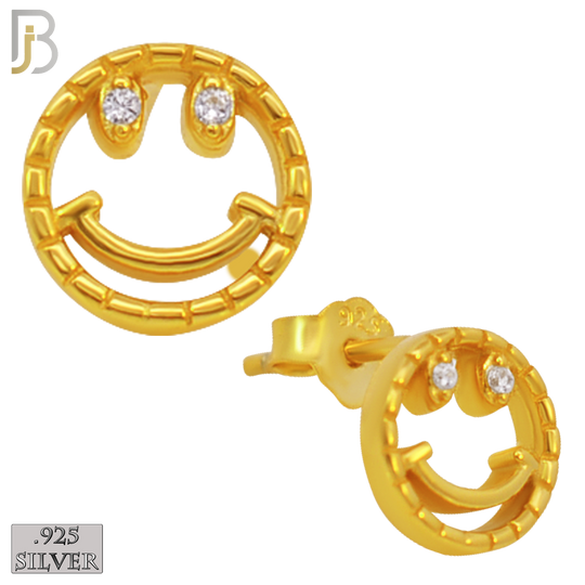 925-ES305 - .925 Sterling Silver Smiley with Zircon for Eyes Design Stud Earrings image 2