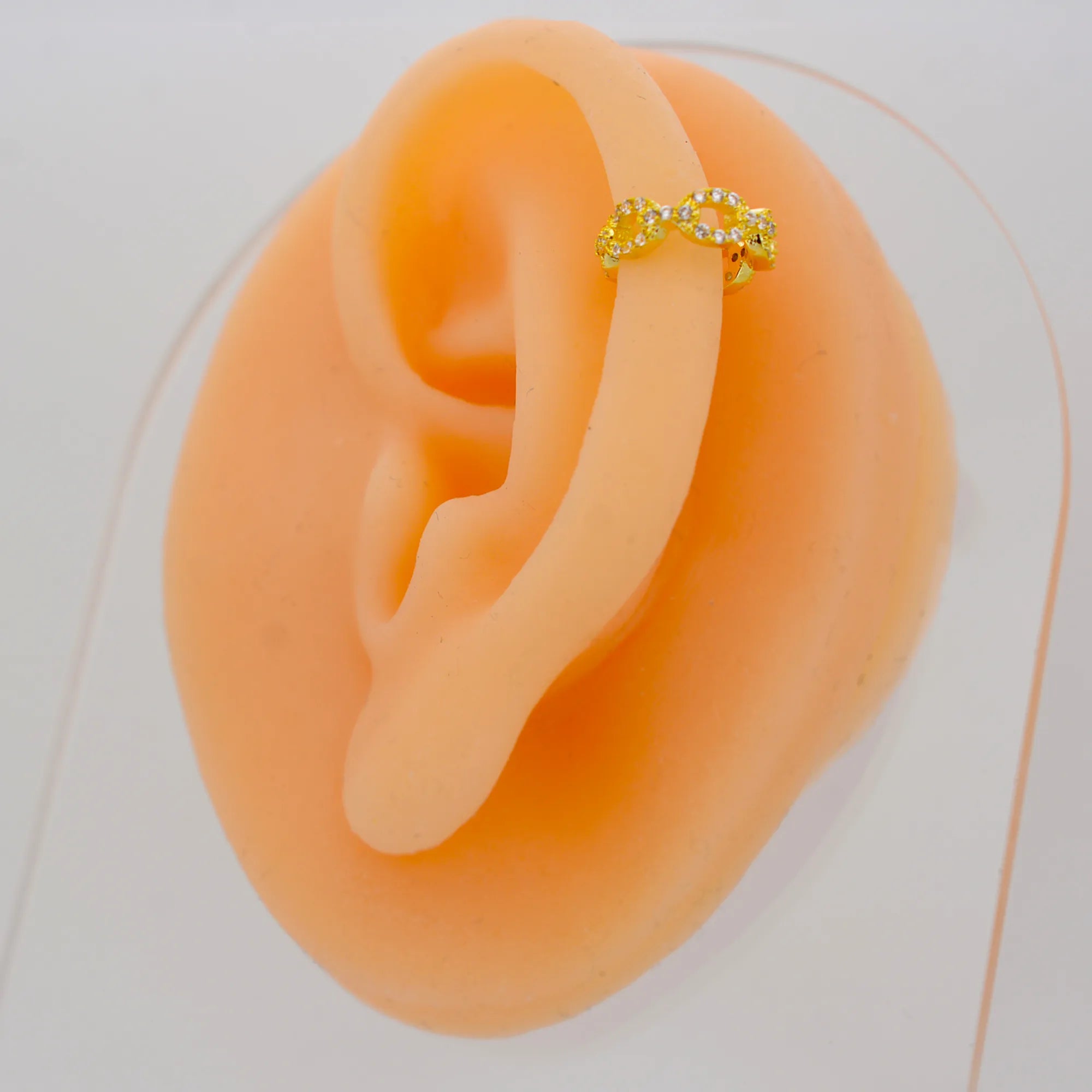 FES004 -  Chain Link with Zircon Ear Cuff in Brass (Sold Per Piece) image 3