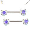 NP71 - 316L Surgical Steel Push In Heart Shaped Zircon in Stamping Four Prong Setting Nipple Ring image 0