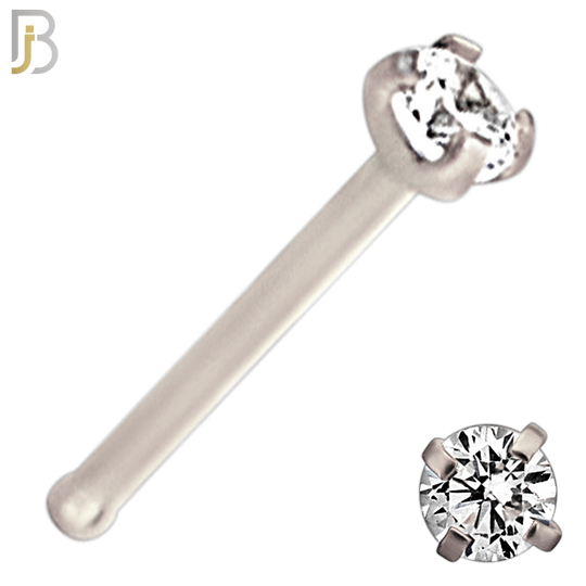 NR01S - 316L Surgical Steel Nose Bone Prong Set Zircon Round Nose Ring (PACK OF 6) image 2