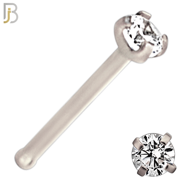 NR01S - 316L Surgical Steel Nose Bone Prong Set Zircon Round Nose Ring (PACK OF 6) image 2