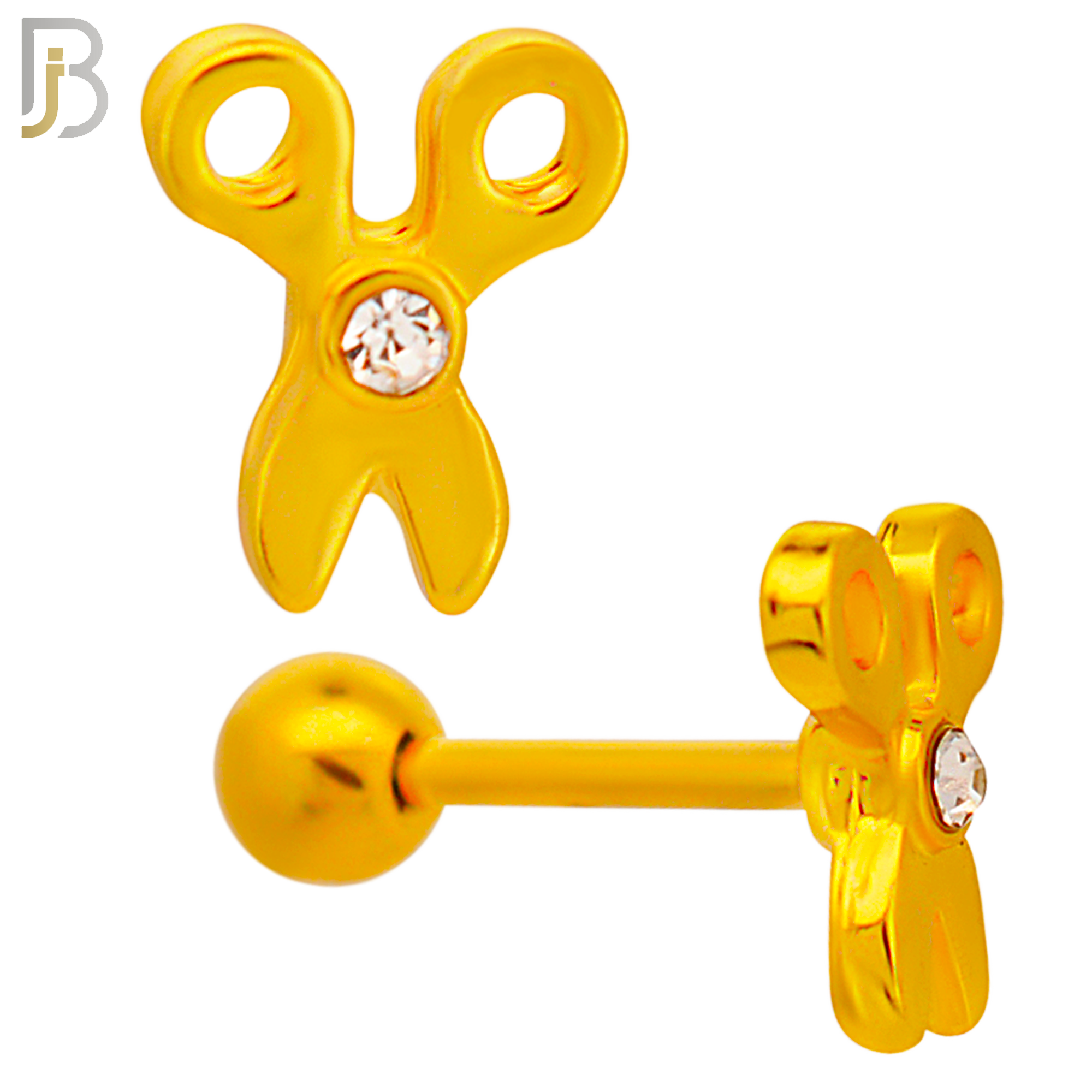 TB76 - 316L Stainless Steel Scissors Star Tragus/Cartilage Barbell (PACK OF 6) image 2