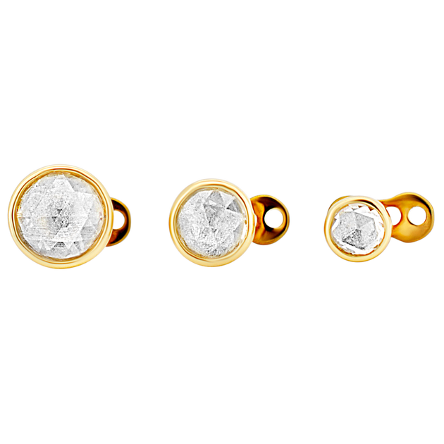 14-G23G-DM03 - G23 Titanium Gold Plated Anchor with 14k Gold Top with Bezel Set Rose Cut Lab Diamond Dermal - Internally Threaded image 8