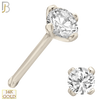 14-NR01L - 14k Solid Gold Prong Round Lab Diamond Jewelry Nose Bone image
