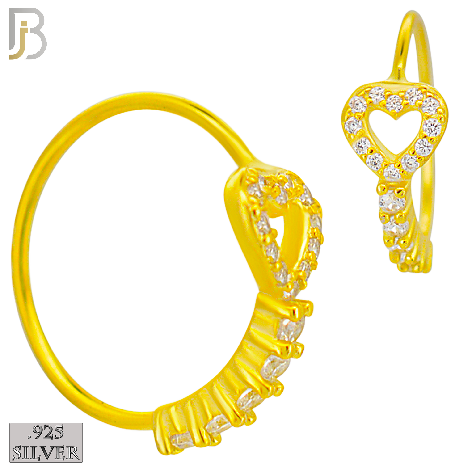 925-CT113 -  925 Sterling Silver Heart Design with Line of Multi Zircon Nose Hoops (Pack of 6) image 2