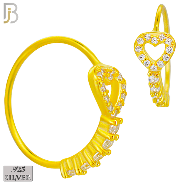 925-CT113 -  925 Sterling Silver Heart Design with Line of Multi Zircon Nose Hoops (Pack of 6) image 2