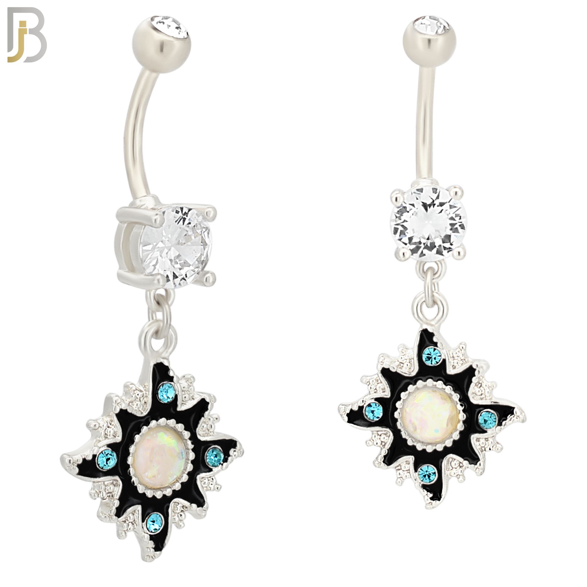 N041 - 316L Stainless Steel Dangling Sun Enamel Color Design Belly Ring with 4mm Screw Ball image 1