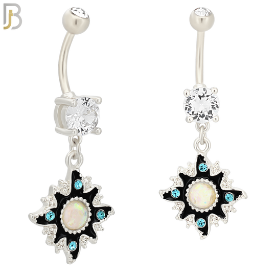 N041 - 316L Stainless Steel Dangling Sun Enamel Color Design Belly Ring with 4mm Screw Ball image 1