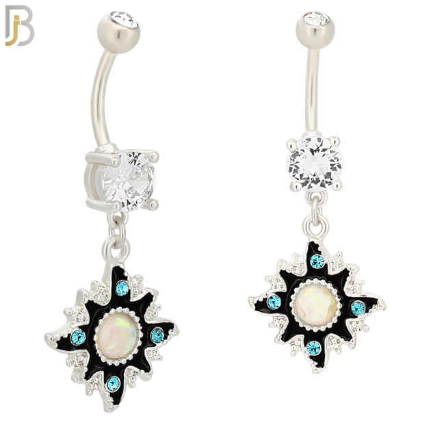 N041 - 316L Stainless Steel Dangling Sun Enamel Color Design Belly Ring with 4mm Screw Ball image 1