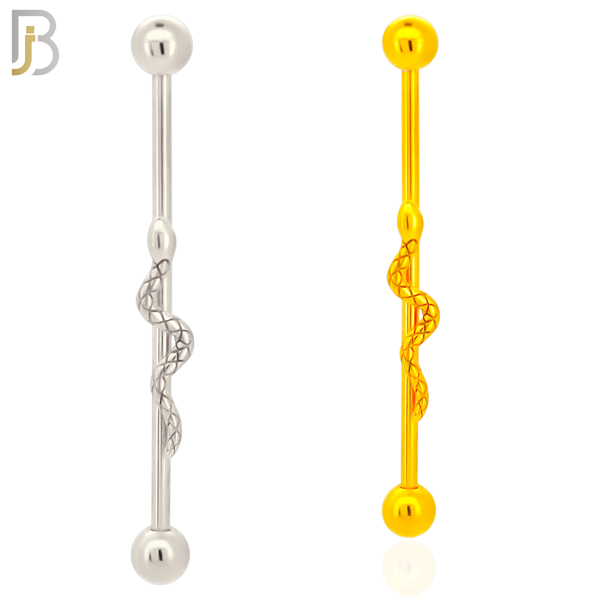 BB73 - 316L Surgical Steel Screw Bar with Snake Design Barbell Industrial (PACK OF 4) image 0