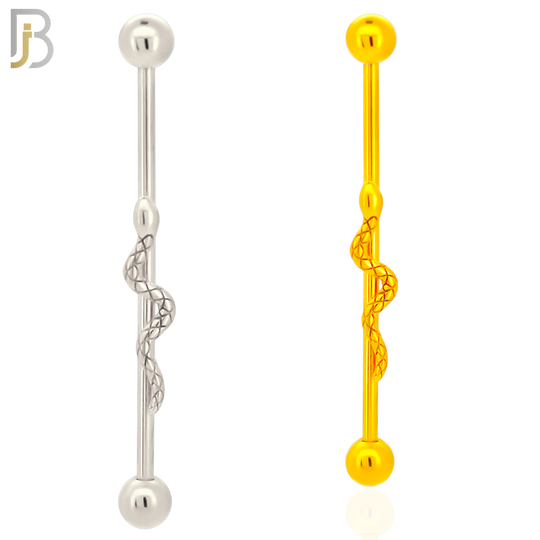 BB73 - 316L Surgical Steel Screw Bar with Snake Design Barbell Industrial (PACK OF 4) image 0