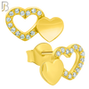 925-ES313 - .925 Sterling Silver Double Heart with Zircon Earring Stud image 2