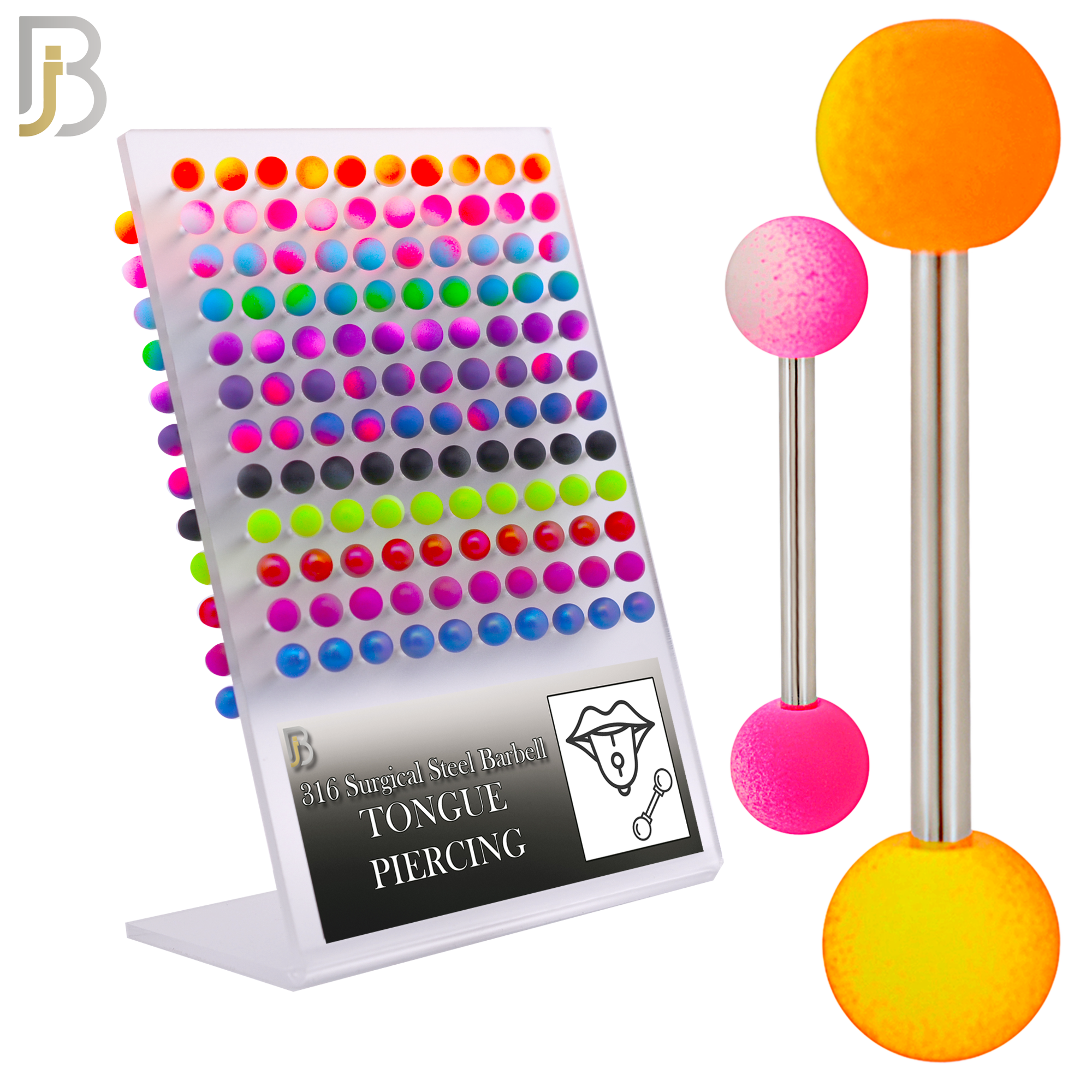 PK-BB59S - 316L Surgical Steel Barbell Screw Bar with Colorful Ball Design Pack of 120 image 0