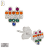 925-ES228S – 925 Sterling Silver Pixelated Heart Design Earring Stud with Multi Colored Zircon image 1