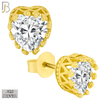 925-ES64 - .925 Sterling Silver Heart Crown Design  Prong Zircon Earring Stud image 2