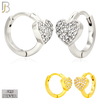 925-ES447 - 925 Sterling Silver Heart Huggies Earring with Zircon image 0