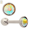 TB118SA - 316L Stainless Steel Bezel with AB Color CZ Tragus/Cartilage Barbell (PACK OF 6) image 2