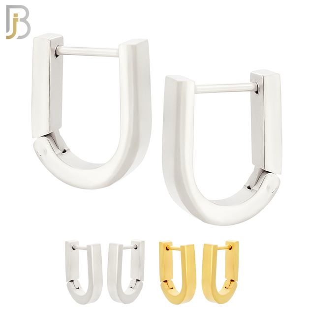 ES297 -  316L Stainless Steel Plain Huggies Straight U-Shape Clip On image 0