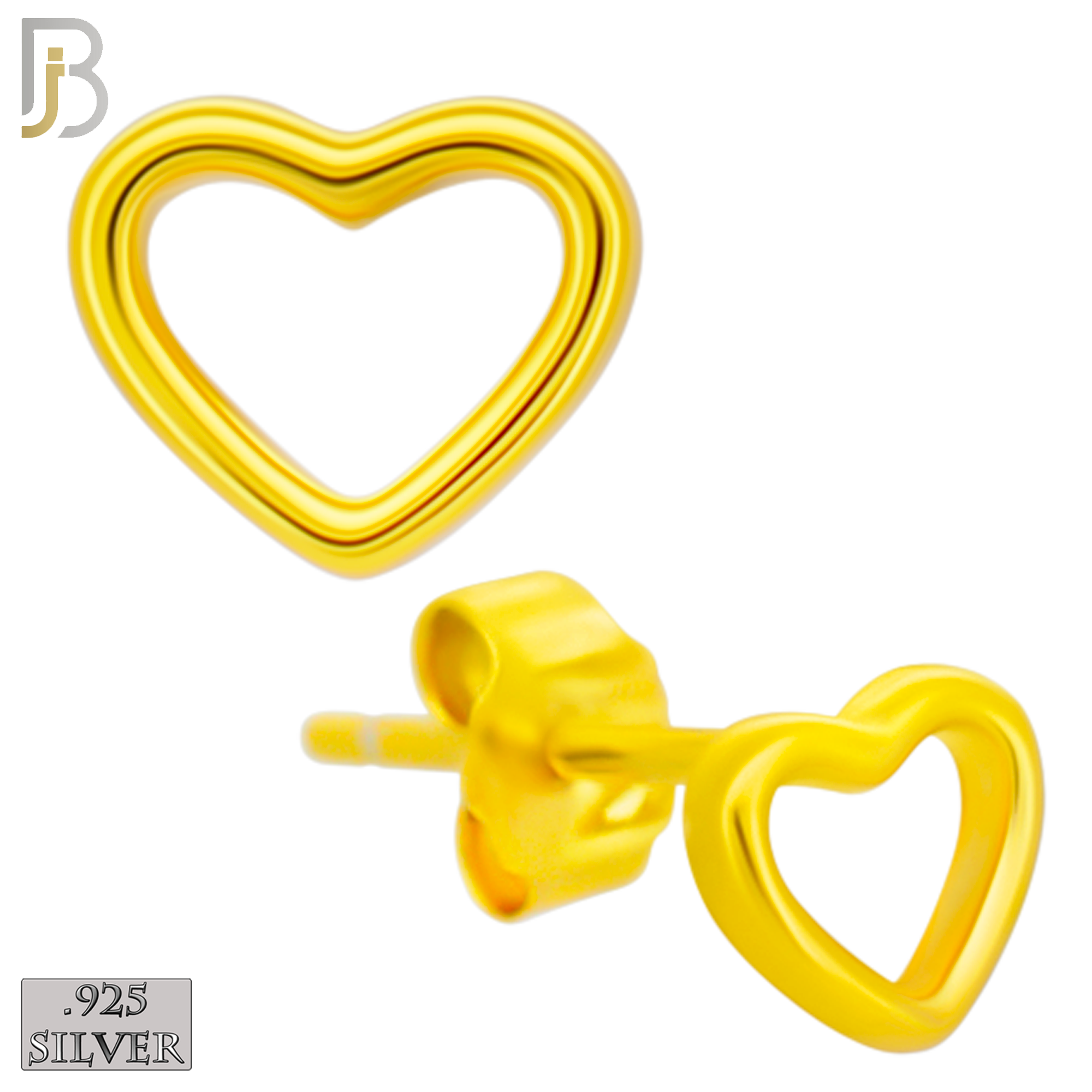 925-ES462 - 925 Sterling Silver Hollow Heart Design Earrings (Butterfly Backing) image 2