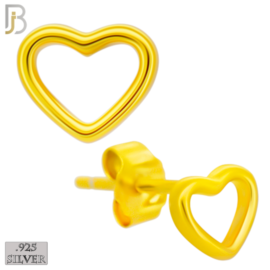 925-ES462 - 925 Sterling Silver Hollow Heart Design Earrings (Butterfly Backing) image 2