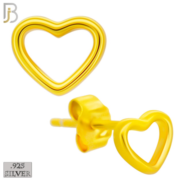 925-ES462 - 925 Sterling Silver Hollow Heart Design Earrings (Butterfly Backing) image 2