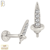 14-LB67 - 14k Yellow Gold Sword Labret with Multi Zircon - White Gold image
