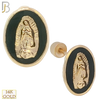 14k Solid Gold Onyx Virgin Mary Stud Earrings - Screw Back image 0
