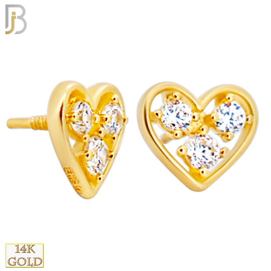14-LB125 - 14k Yellow Gold Heart with Three (3) Cubic Zirconia Labret image 1
